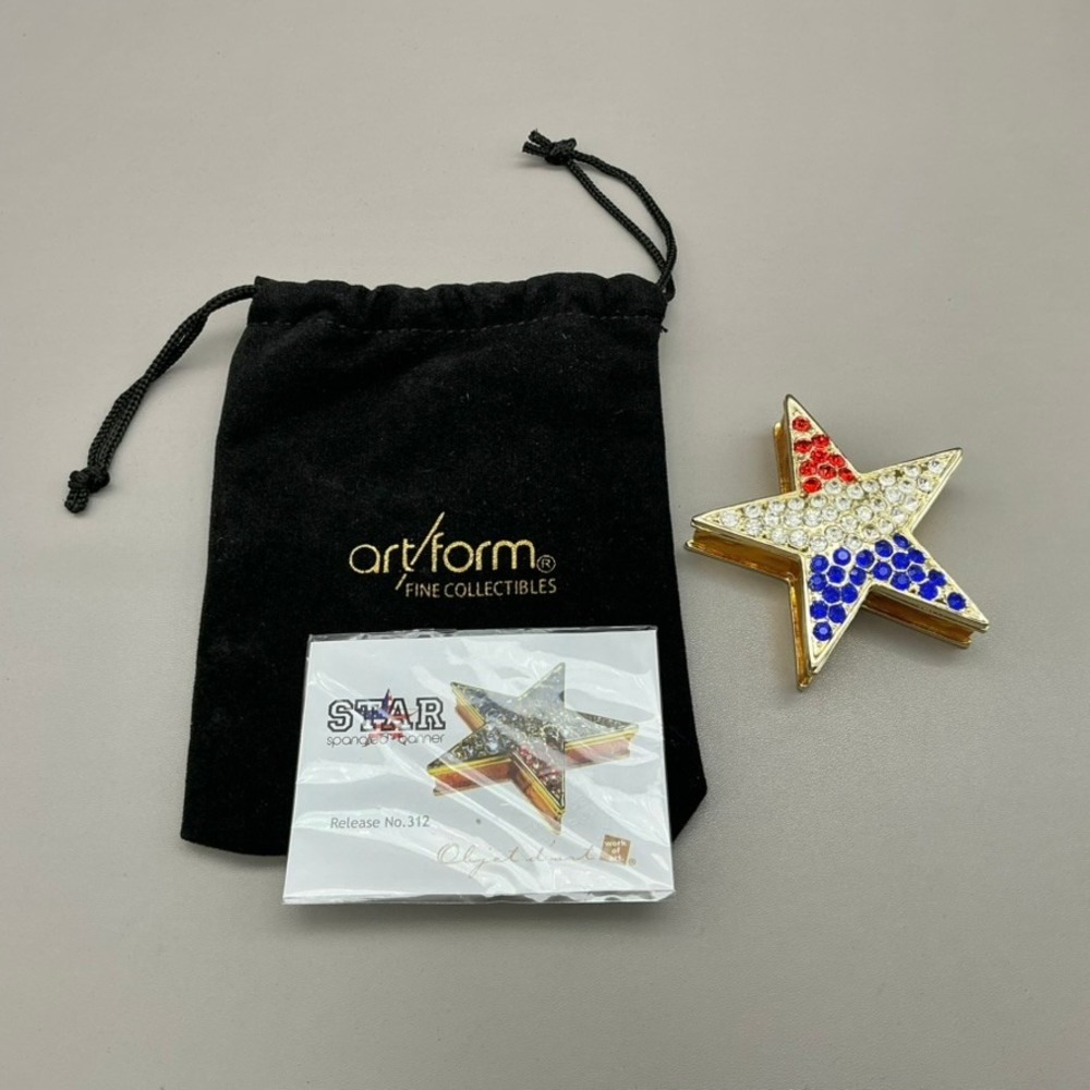 Art Form Star Spangled Banner Trinket Box Rhinestone Patriotic Release 312